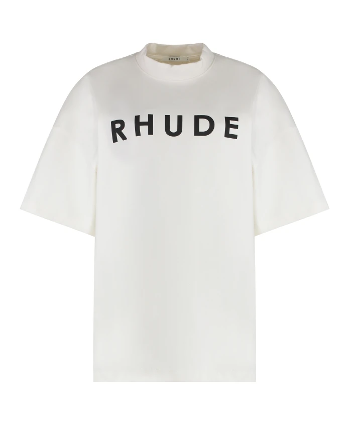 

Хлопковая футболка оверсайз с логотипом. Rhude, белый
