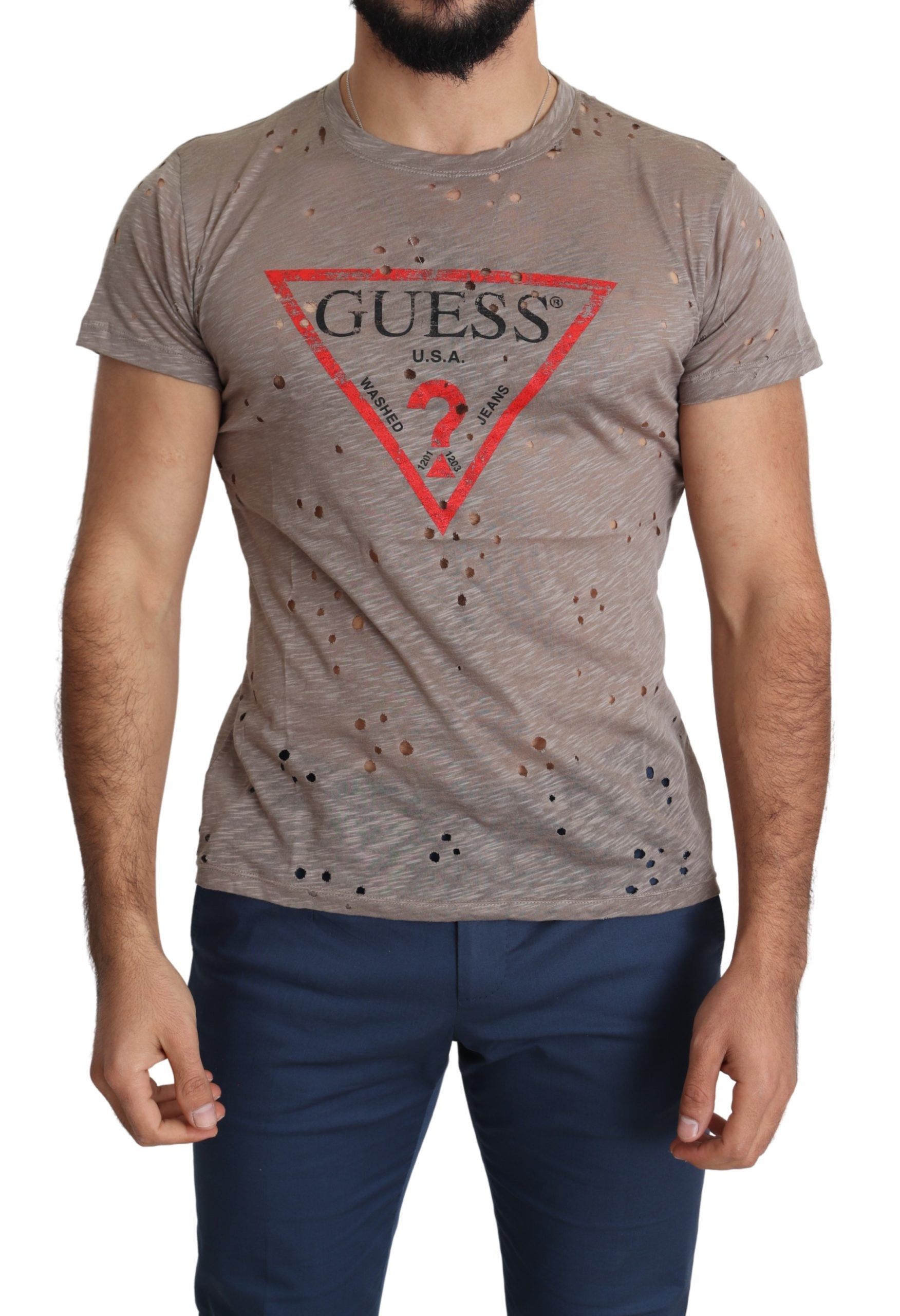 

Элегантная футболка Comfort из эластичного хлопка GUESS, коричневый
