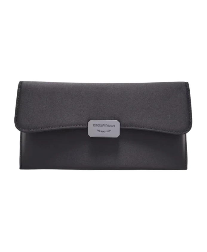 

Черная атласная сумка со съемным ремешком на запястье Emporio Armani, черный