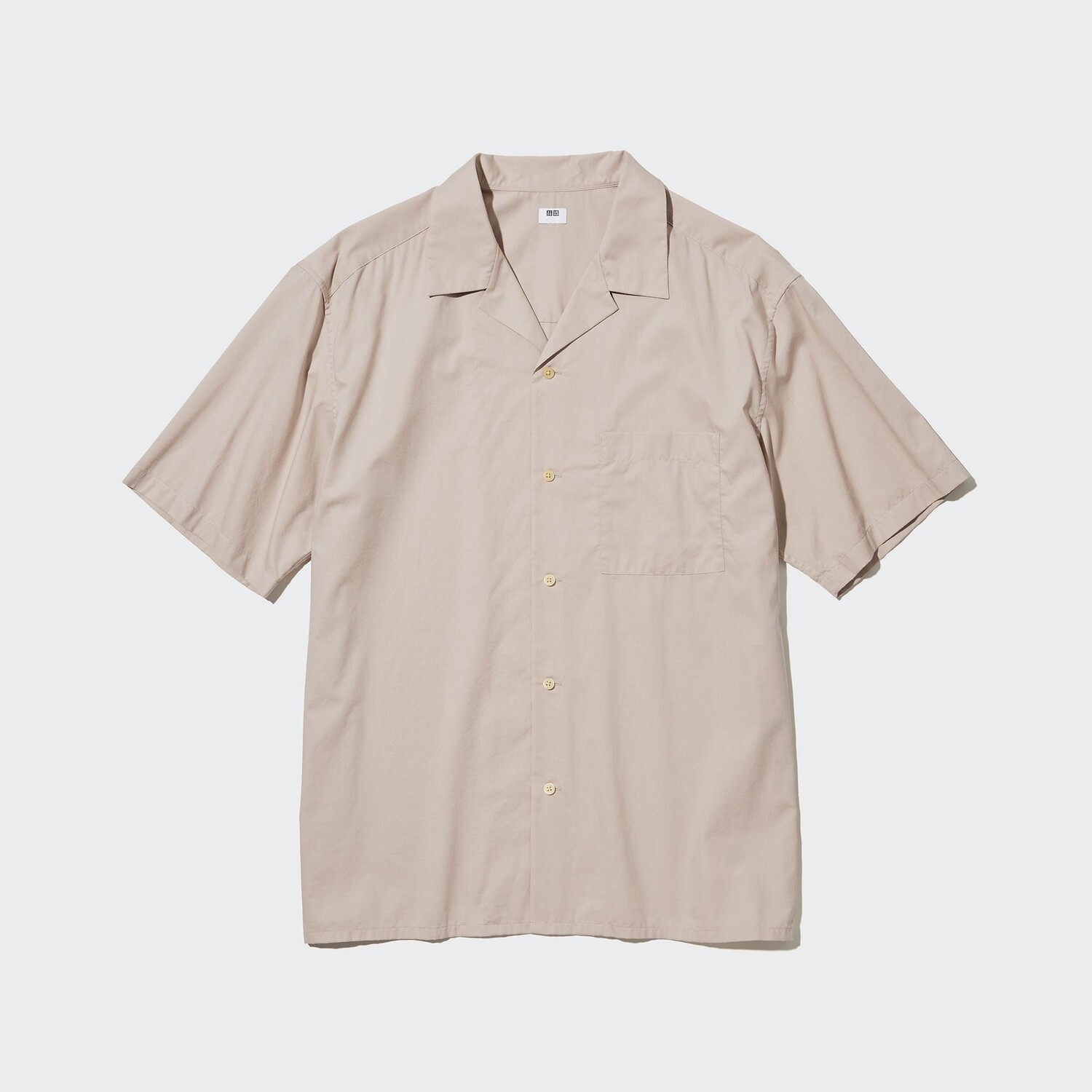 

Рубашка UNIQLO из смешанного хлопка с короткими рукавами, бежевый