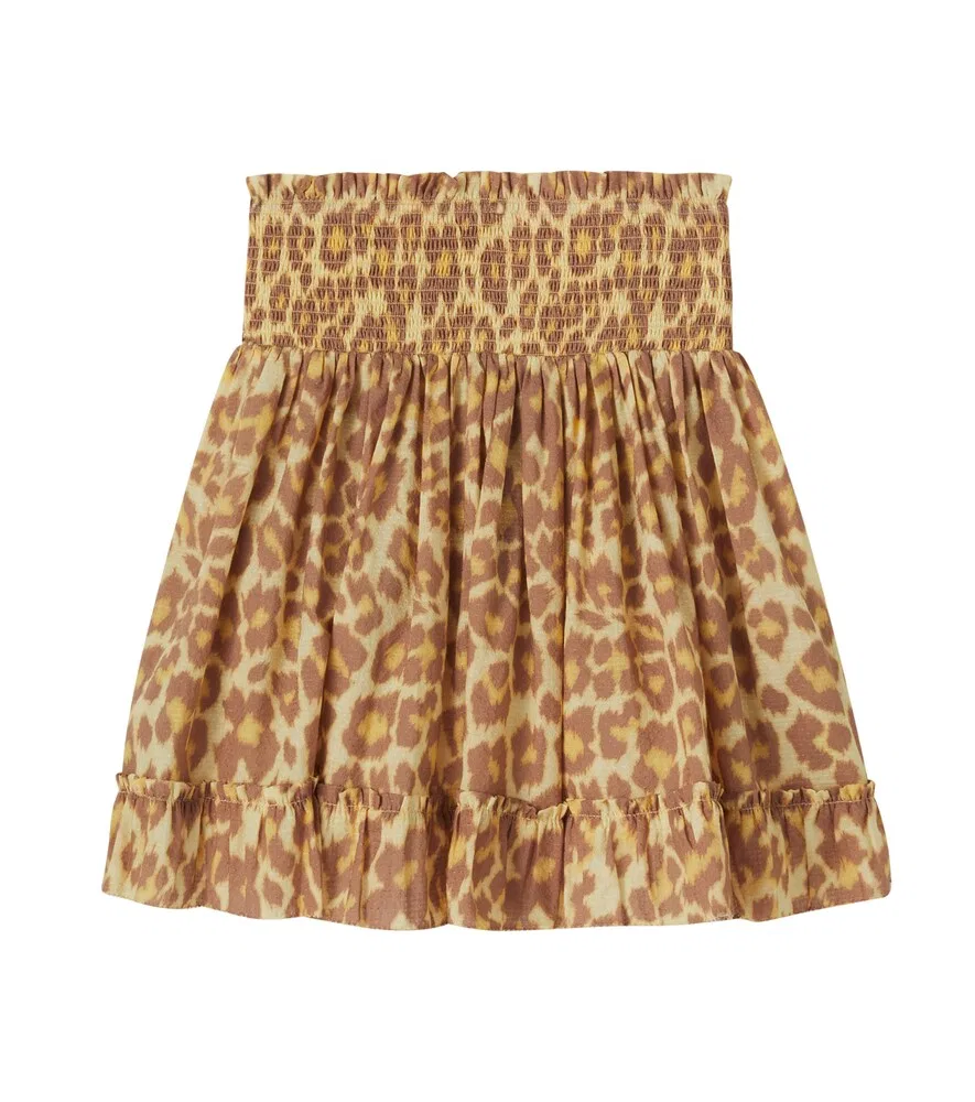 Хлопковая юбка Patience с леопардовым принтом Zimmermann Kids, мультиколор