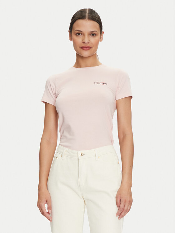 

Футболка узкого кроя Guess Jeans, розовый