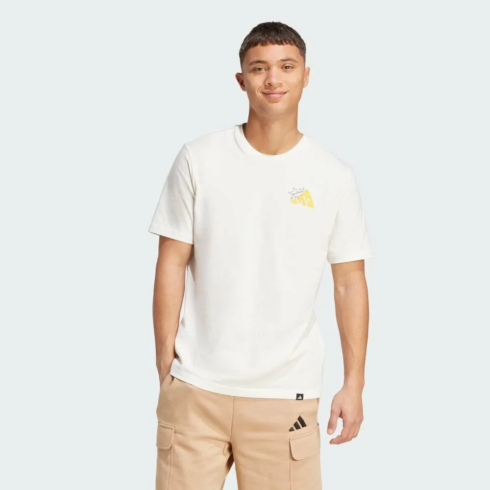 Футболка с капюшоном и графическим изображением жареного сыра Adidas, white