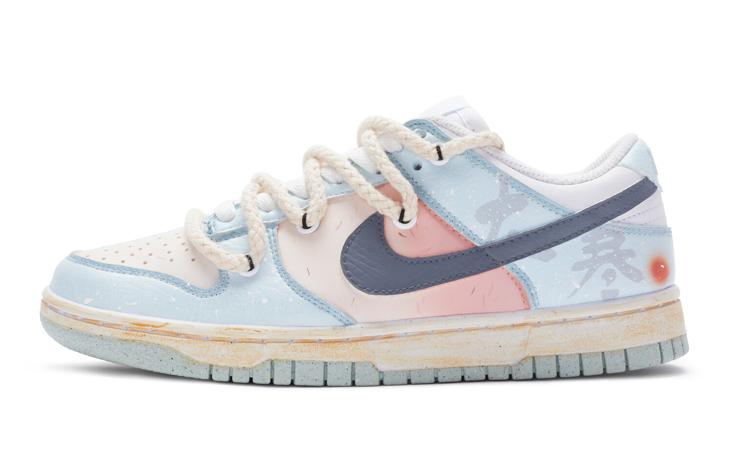 

Кроссовки Nike Dunk Skateboard Shoes Women's Low-Top White Blue Pink
