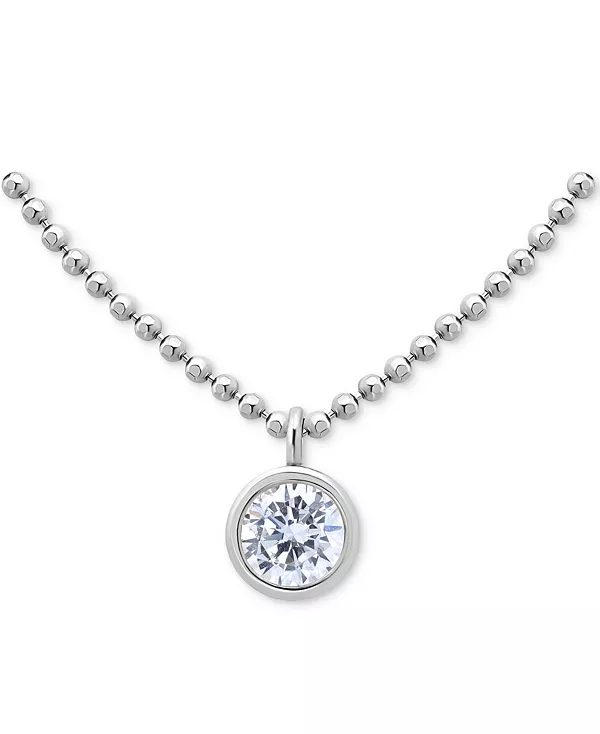 

Ожерелье с подвеской-солитером из 18-каратного серебра с позолотой, украшенное кубическим цирконием, длиной 16 дюймов + 2 дюйма, создано для Macy's. Giani Bernini, silver