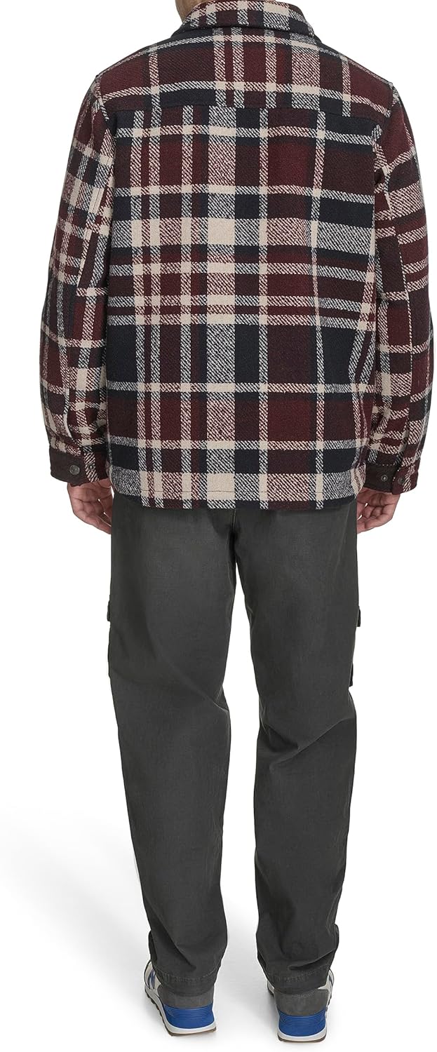Мужская куртка Levi's Depot из шерстяной смеси, Navy/Burgundy Plaid — фото 3