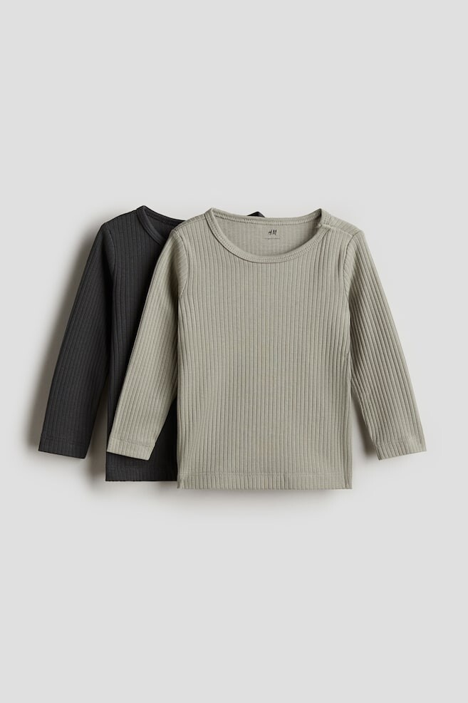

2 пары рубашек из джерси в рубчик H&M, зеленый