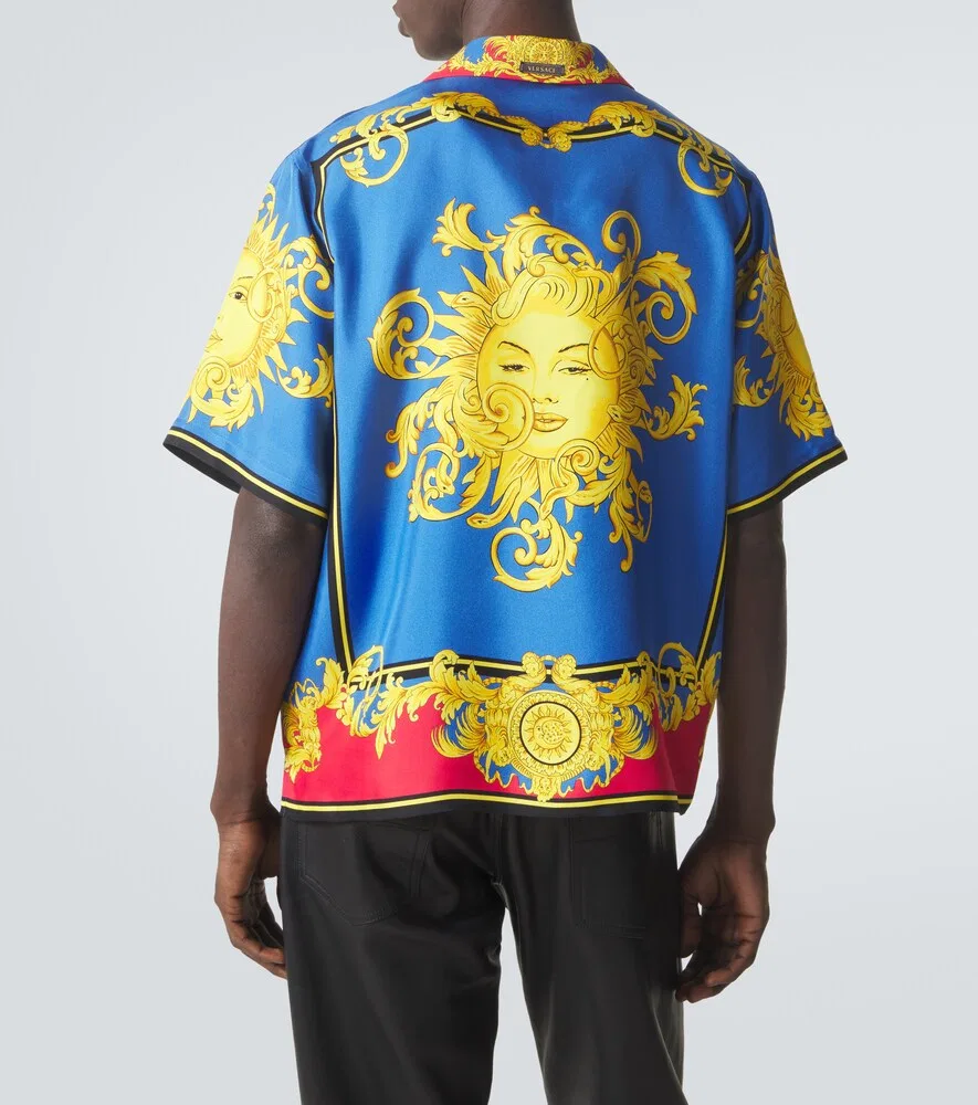 Шелковая рубашка для боулинга с принтом Versace, мультиколор — фото 4
