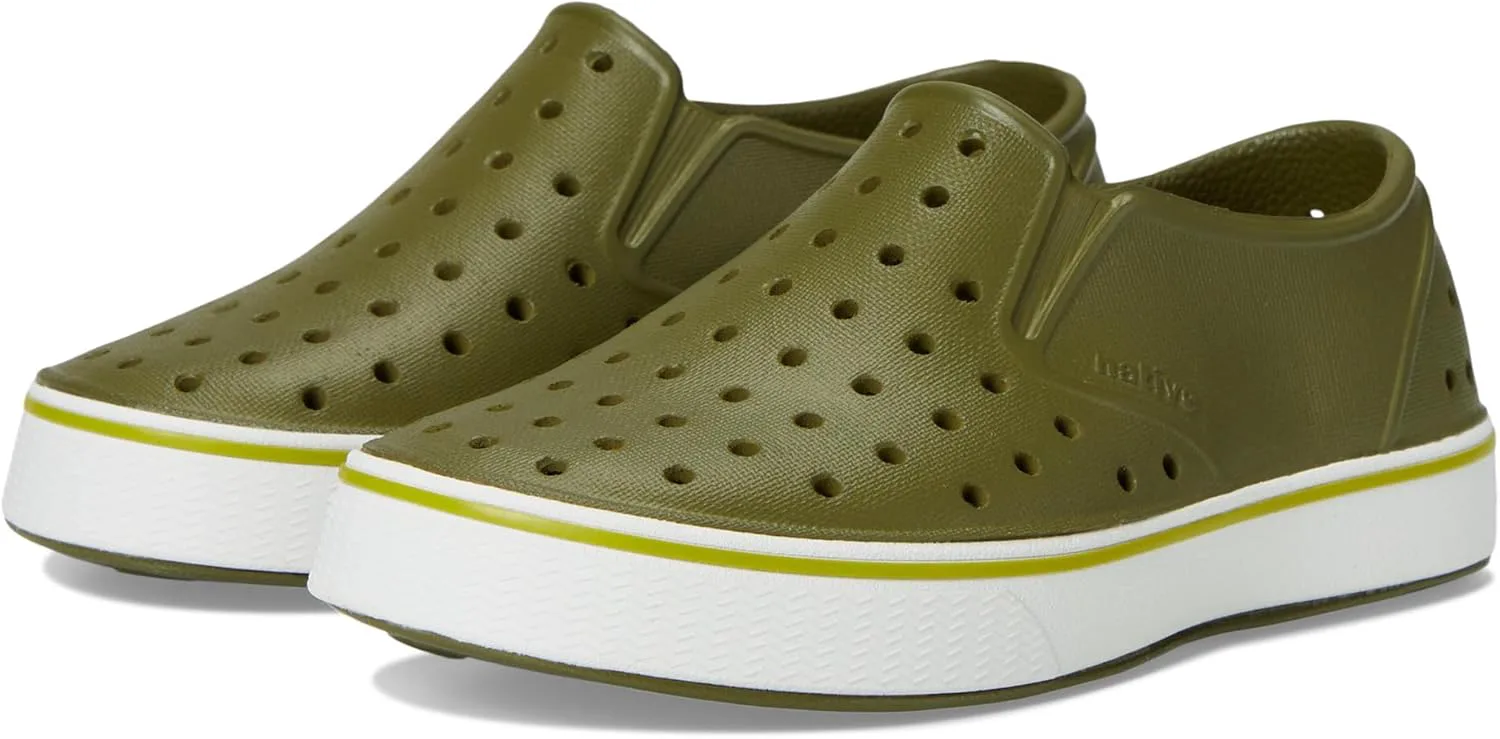 

Кроссовки без шнурков Native Shoes Miles для детей, унисекс, зеленый/белый