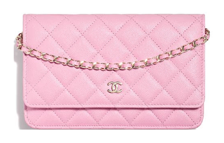 

Chanel Кошелек, сумка через плечо, женская сумка из зернистой коровьей кожи, розового цвета