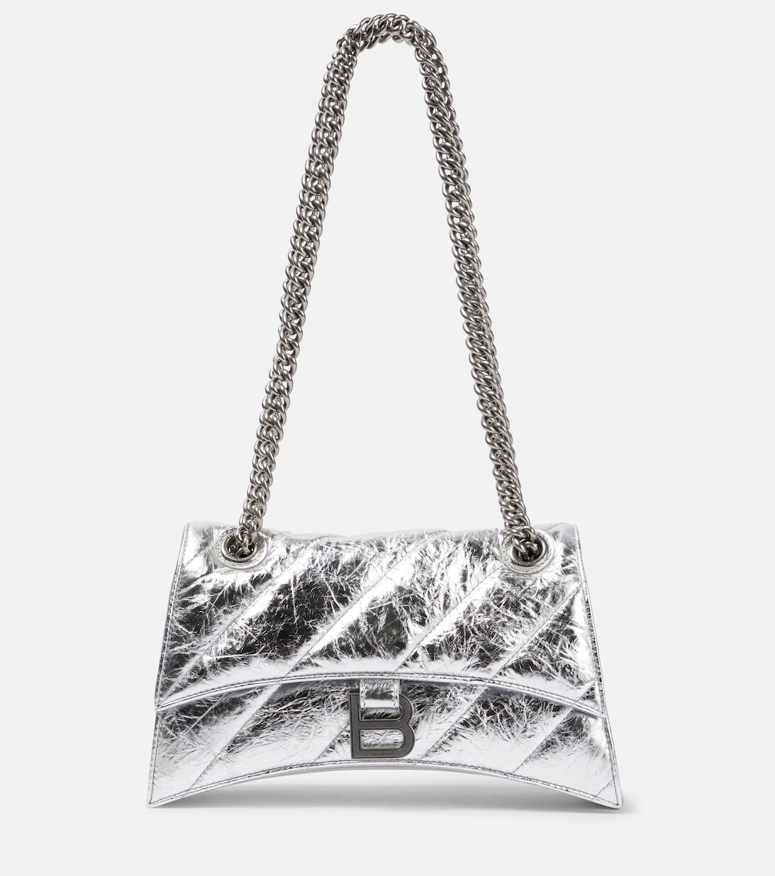 

Маленькая кожаная сумка на плечо Crush Balenciaga, серебряный, Серый, Маленькая кожаная сумка на плечо Crush Balenciaga, серебряный