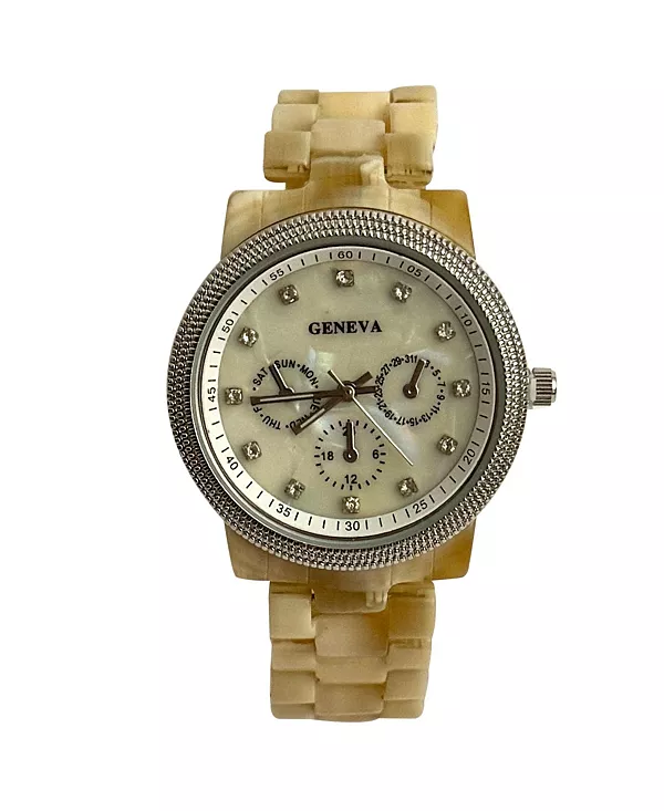 

Женские часы с бежевым черепаховым акриловым ремешком Olivia Pratt, beige