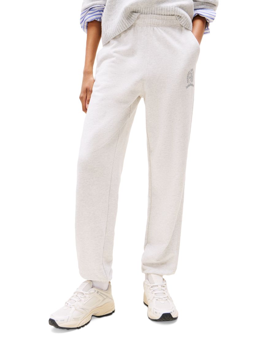 

Женские спортивные брюки Crest из хлопка с высокой посадкой Tommy Jeans, Light Grey Heather