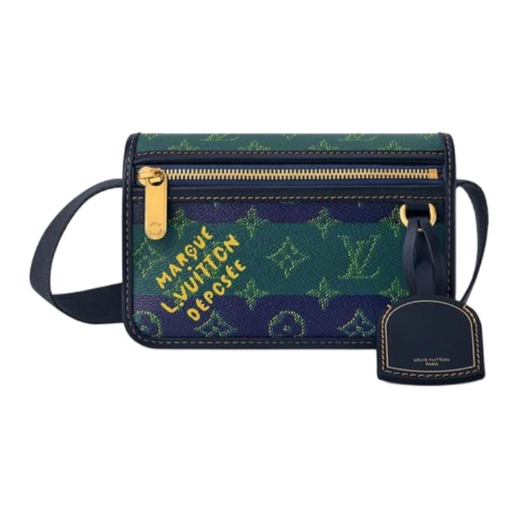 LOUIS VUITTON Миниатюрный мужской синий кроссбоди из монограммированного прорезиненного полотна — фото 2