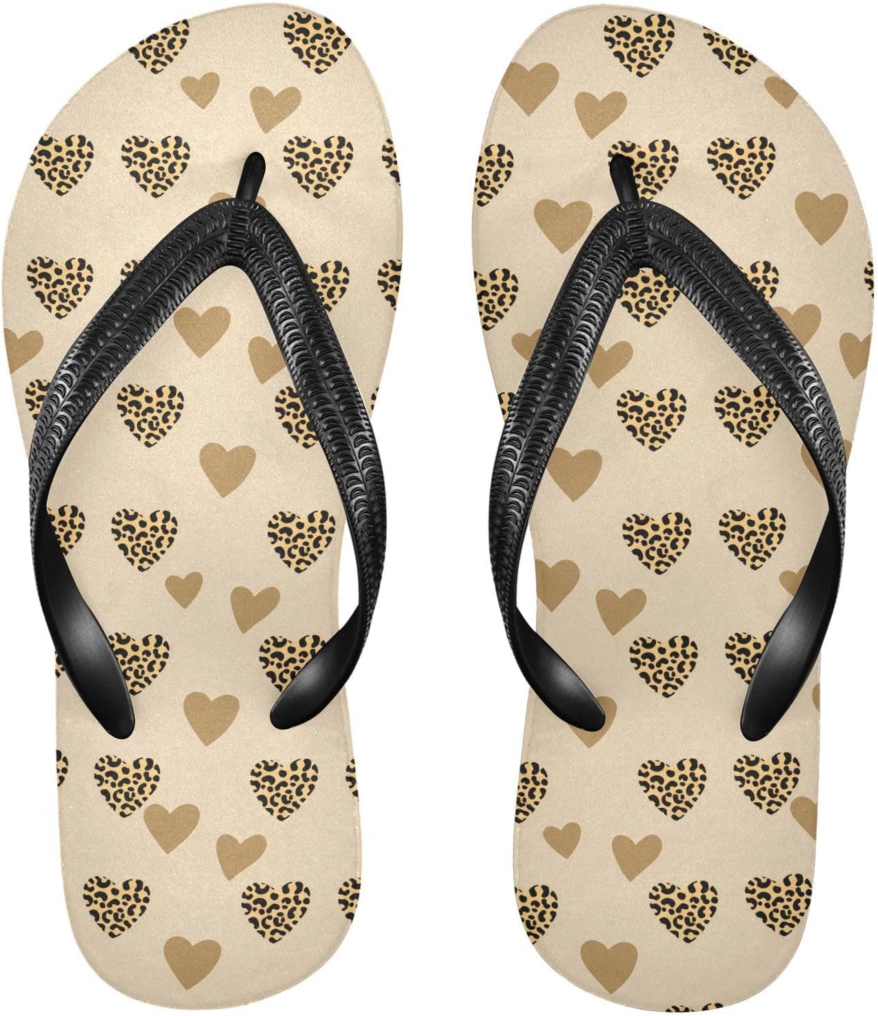 

Женские и мужские пляжные шлепанцы Leopard Heart Beige, летние повседневные сандалии для душа 20861818 Kfbe