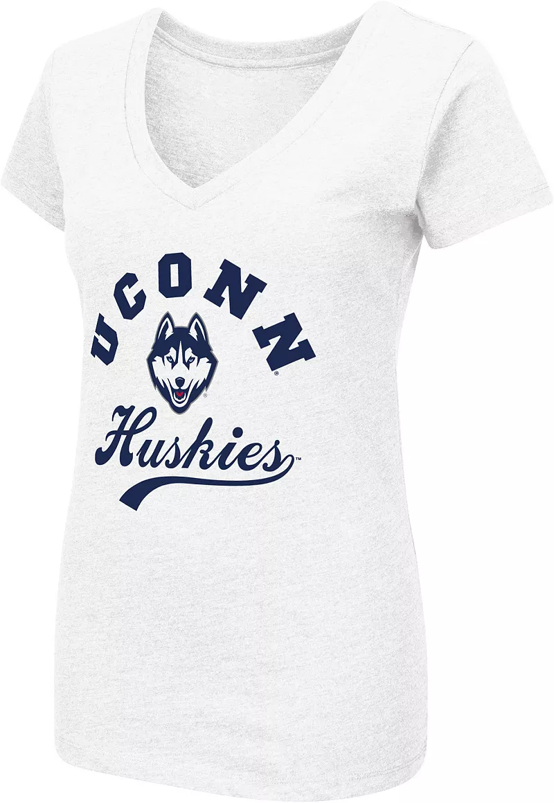 

Женская белая футболка Playbook Colosseum Connecticut Huskies
