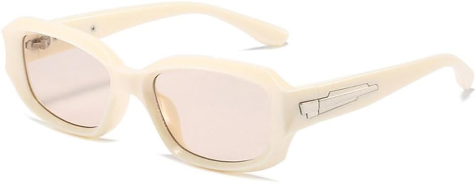 

Винтажные маленькие прямоугольные солнцезащитные очки для женщин, модные солнцезащитные очки неправильной формы сине-зеленого цвета для мужчин, квадратные очки UV400 MTZJH, Beige Champagne