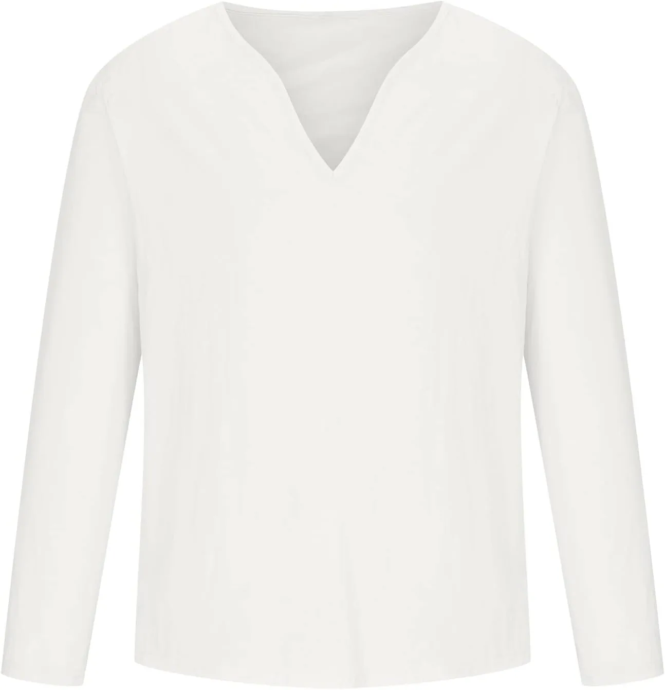 Мужская футболка Casual Cotton Linen V-образный вырез летняя однотонная с длинным рукавом