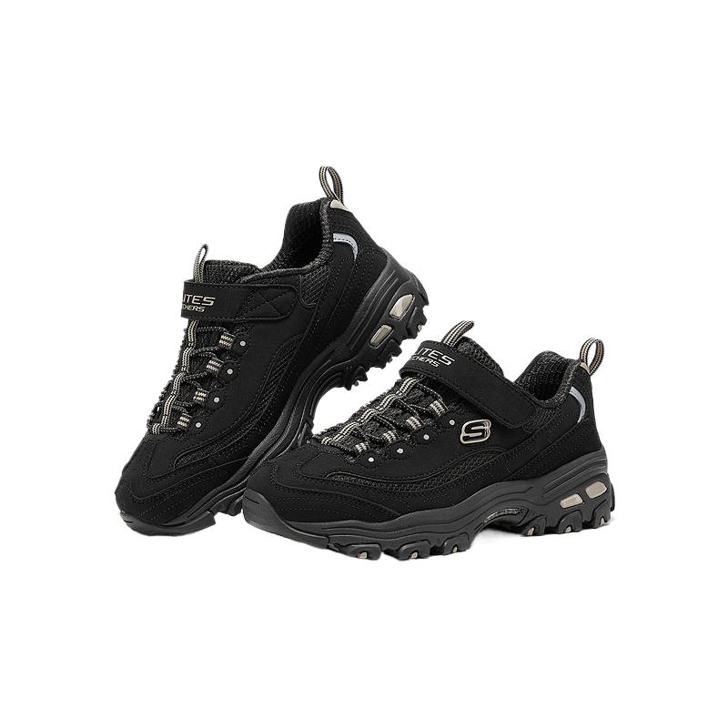 Нескользящие низкие детские кроссовки для повседневной носки Skechers Kids, черный/серебряный — фото 4
