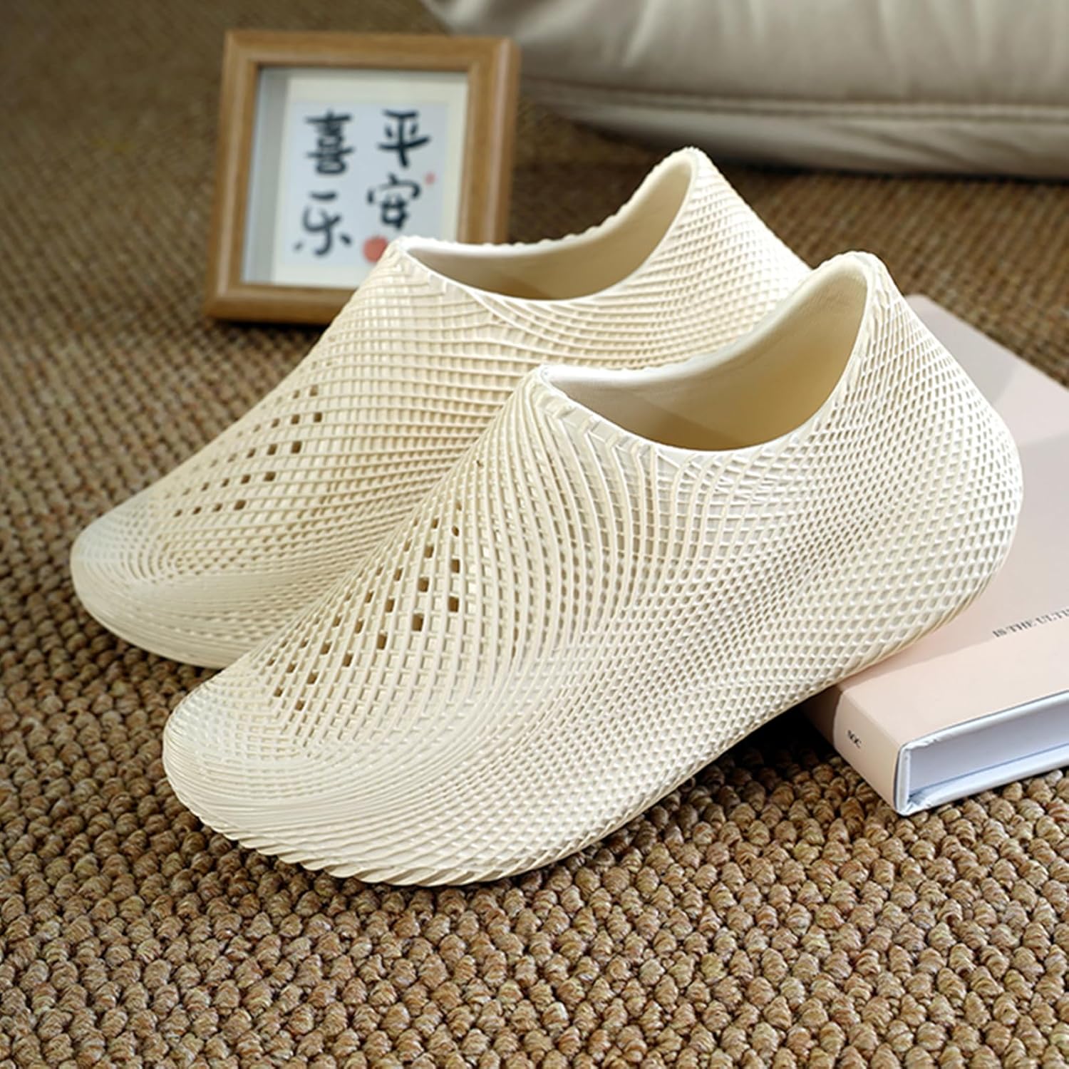 Мужские и женские слипоны с сотами - Легкие и прочные кроссовки в стиле Foam Runner из EVA, дышащая сетка для вентиляции, повседневная ходьба Inkuil, белый — фото 3