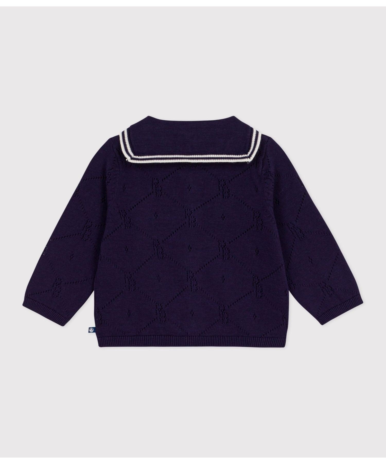 Вязаный кардиган с матросским воротником PETIT BATEAU, Blue — фото 4