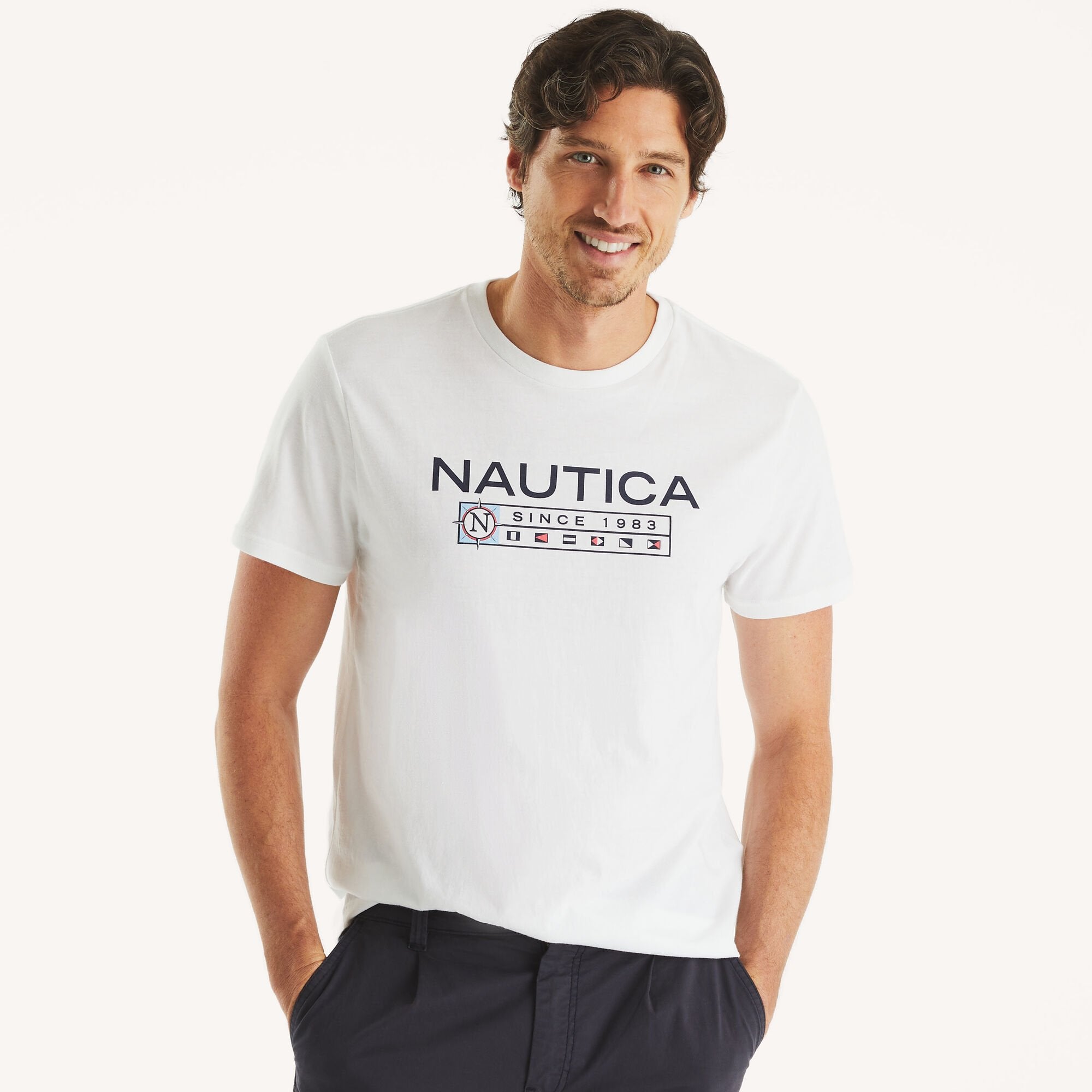 

Футболка мужская с графическим логотипом Nautica, цвет bright white