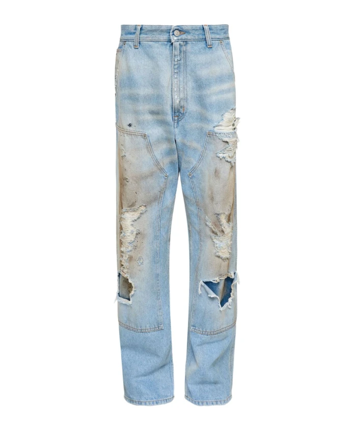 

Прозрачные синие рваные джинсы Mm6 Maison Margiela, синий