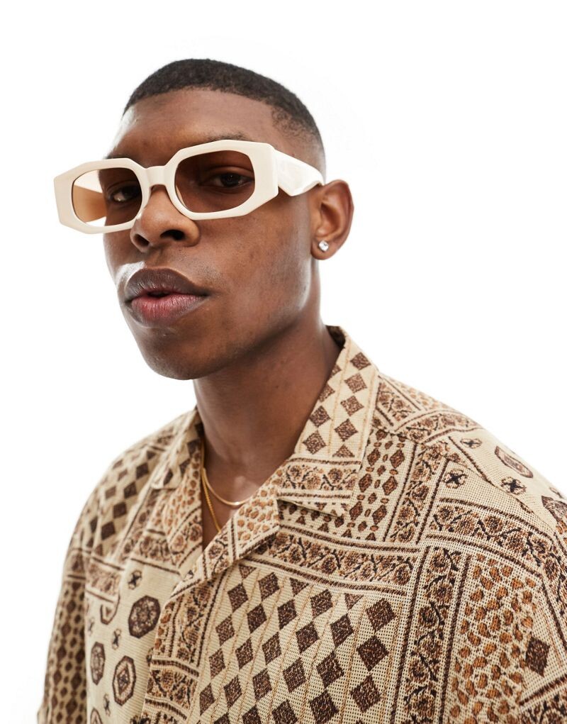 

ASOS DESIGN – Кремовые прямоугольные солнцезащитные очки
