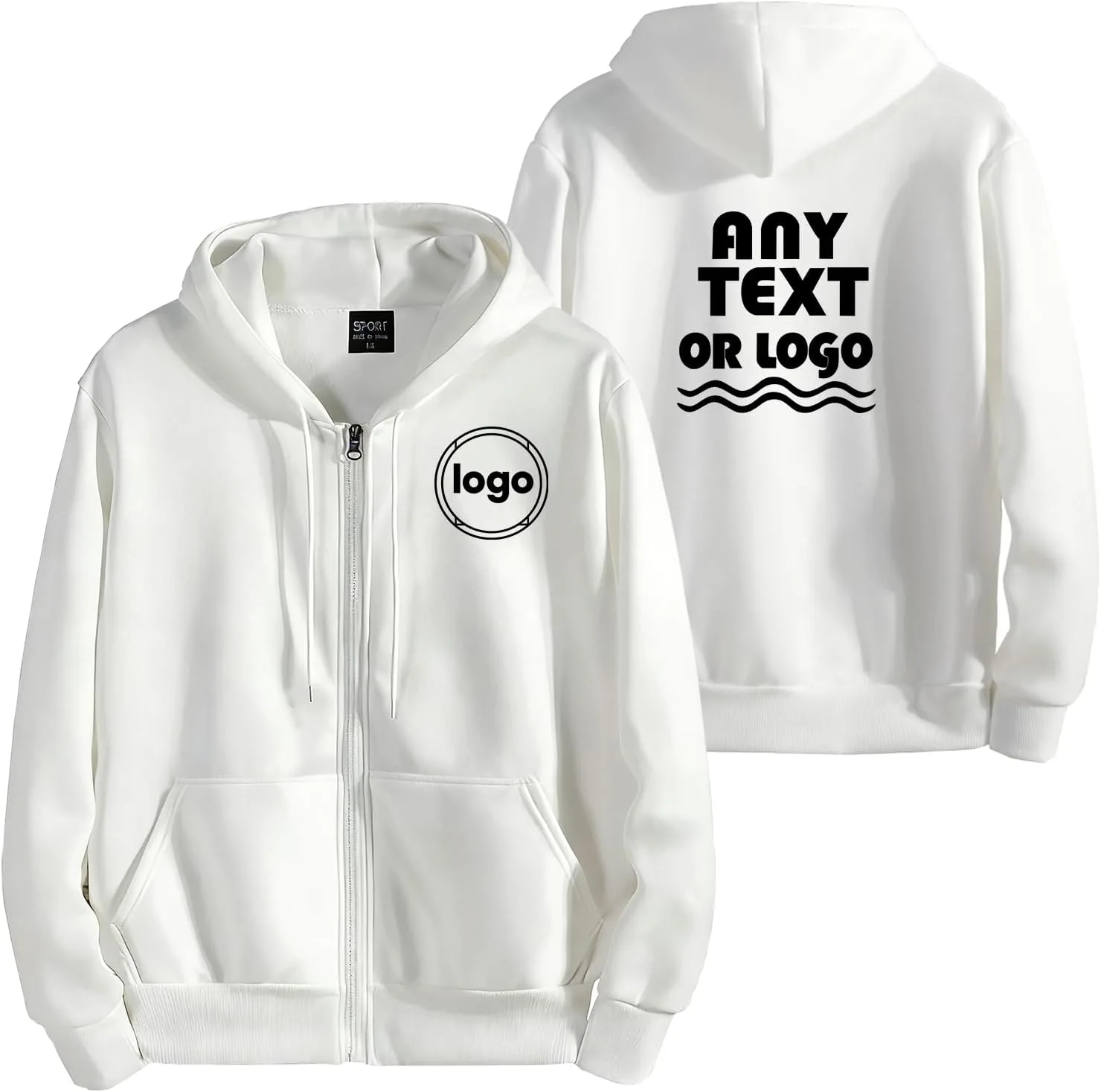 

Кастомный худи с длинным рукавом и молнией для мужчин