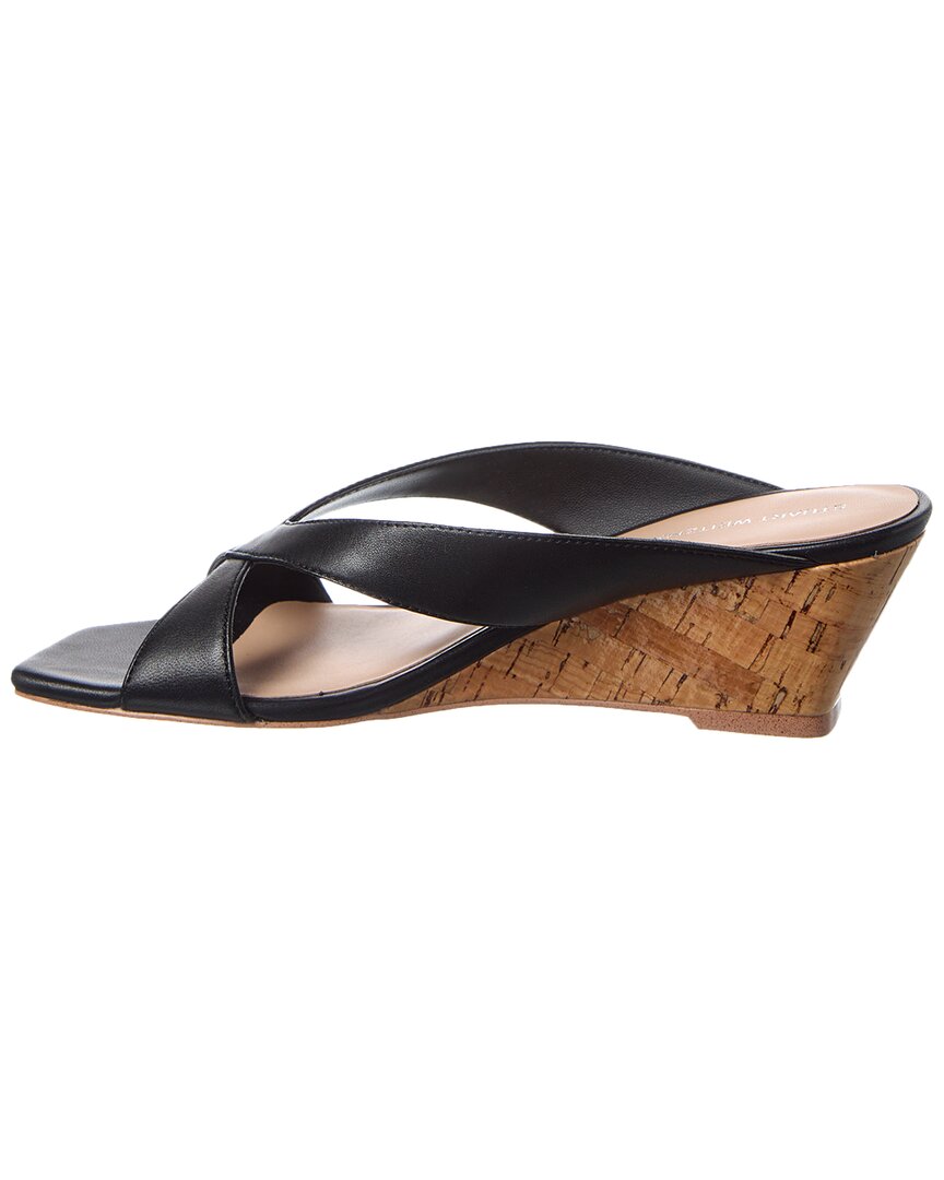 Stuart Weitzman Miami 50 Leather Wedge Sandal, черный — фото 2