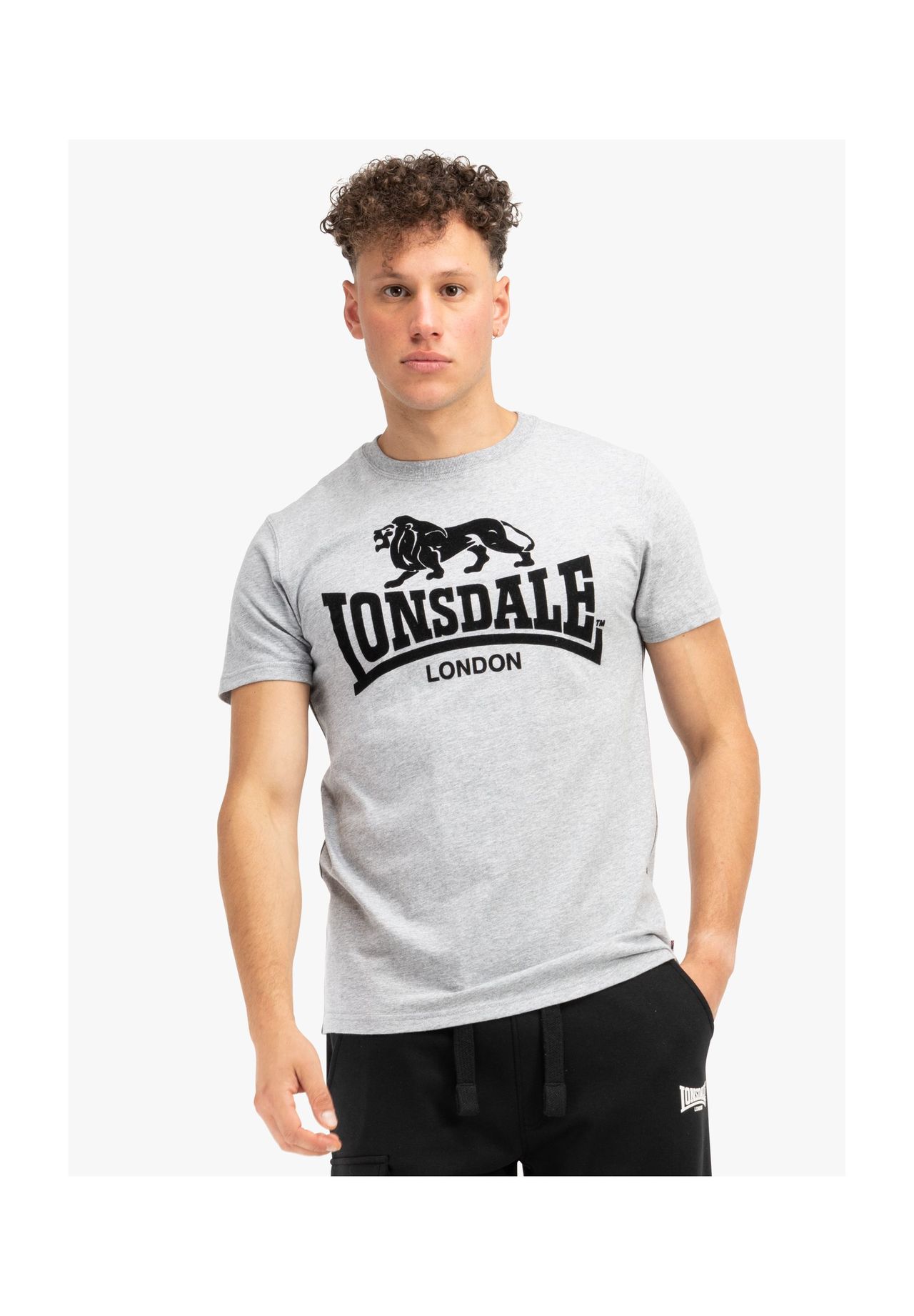 

Мужская футболка стандартного кроя TULLIG LONSDALE, цвет Marl Grey/black