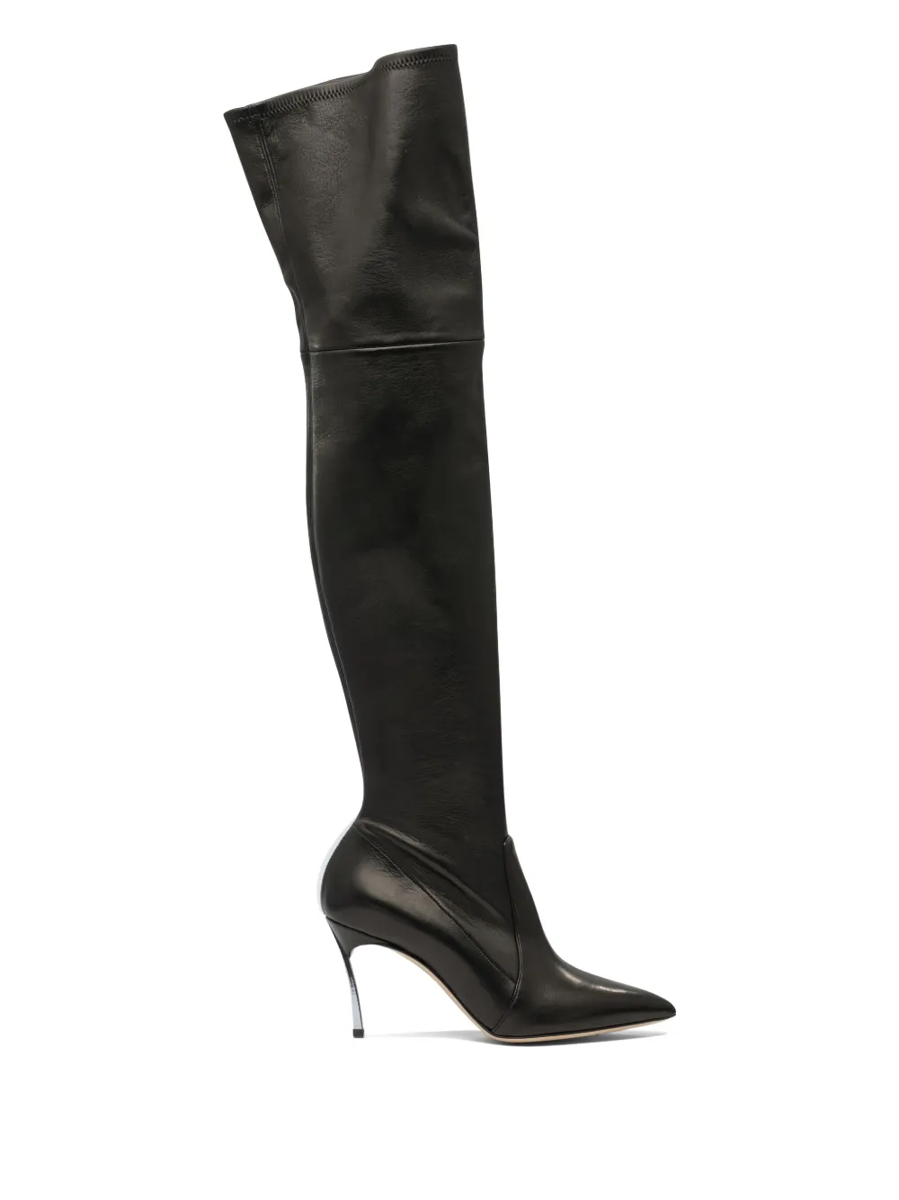 Высокие сапоги из кожи Blade выше колена Casadei, черный