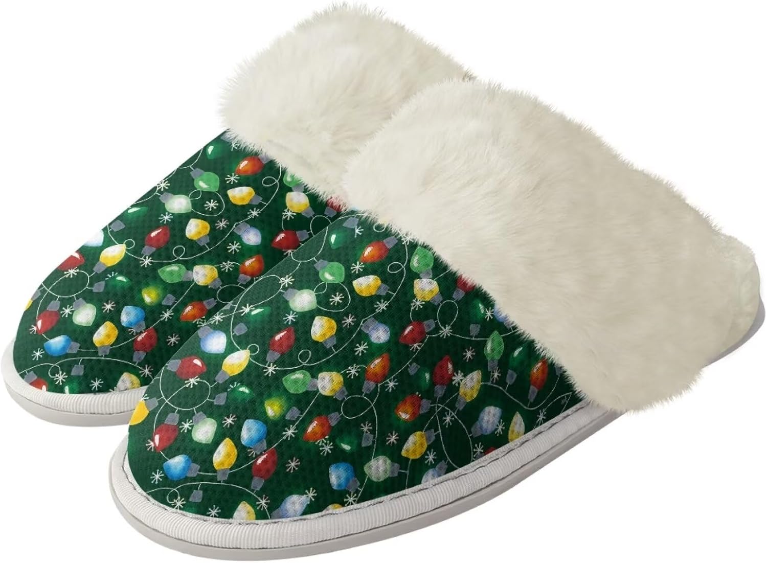 

Зимние рождественские спа-тапочки Drnuikhe, домашние тапочки из пены с эффектом памяти, обувь для дома и улицы, размер L, для мужчин и женщин, Christmas Lights