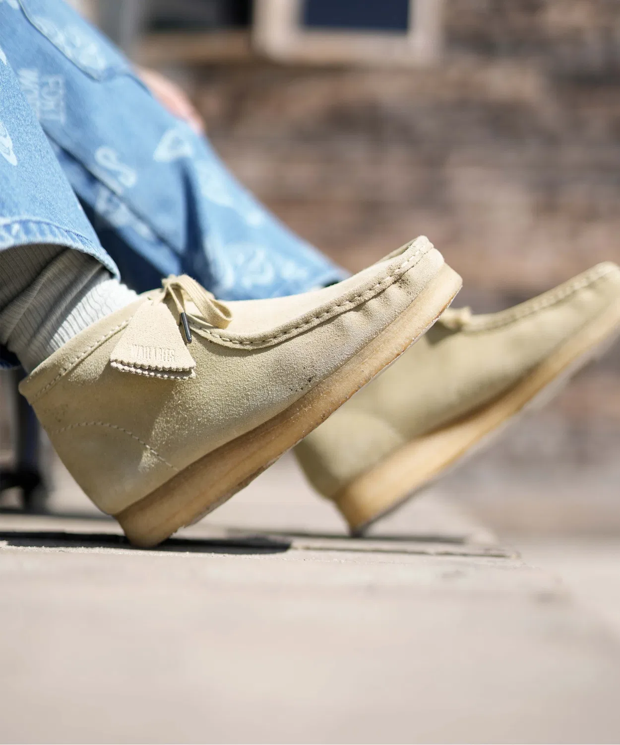 Ботинки Wallabee Boot Clarks Originals на шнуровке бежевые
