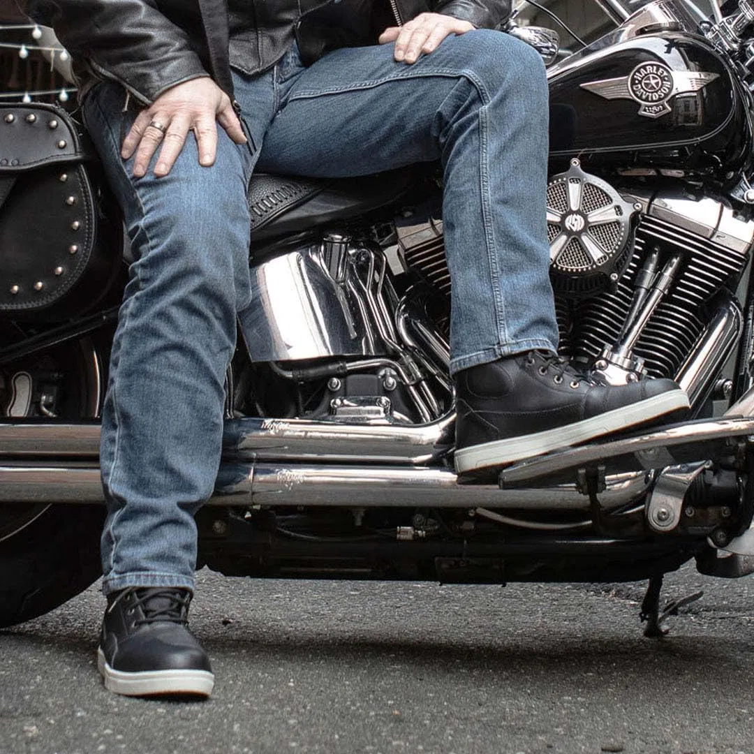 Мужские кожаные велоботинки Milwaukee Leather MBM9002, черно-белые, с усиленной поддержкой лодыжки, для езды по шоссе — фото 2