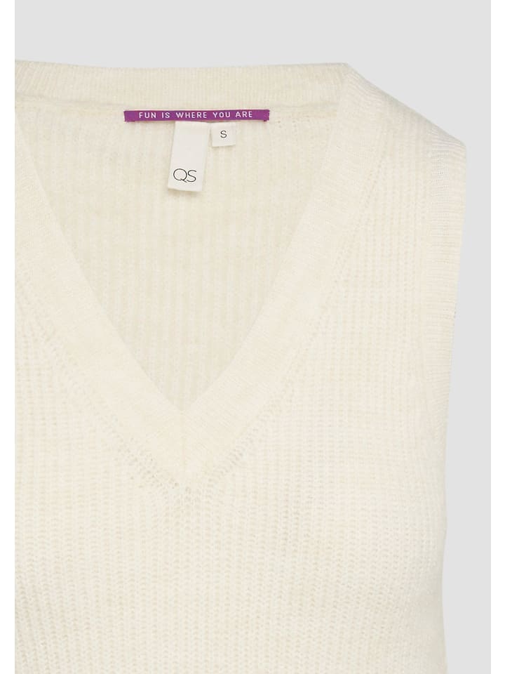 

Пуловер QS Strickpullover kurzarm, бежевый