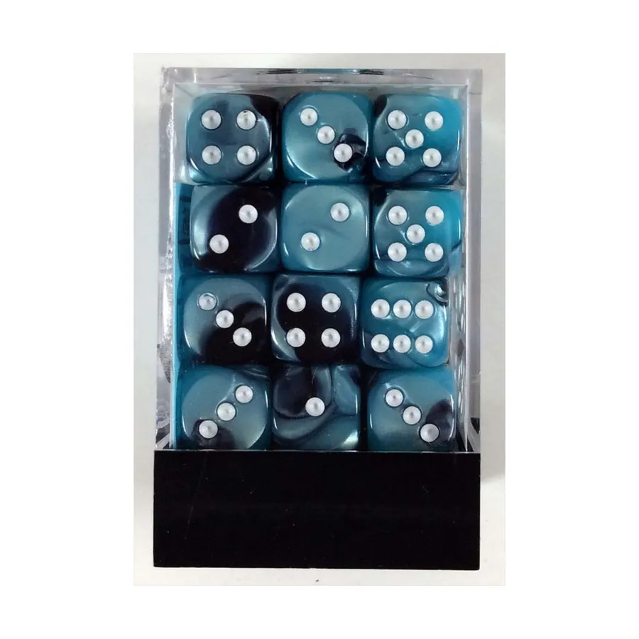 

d6 12 мм Черный и ракушка с белым (36), Dice - Gemini - d6 12mm (Chessex)