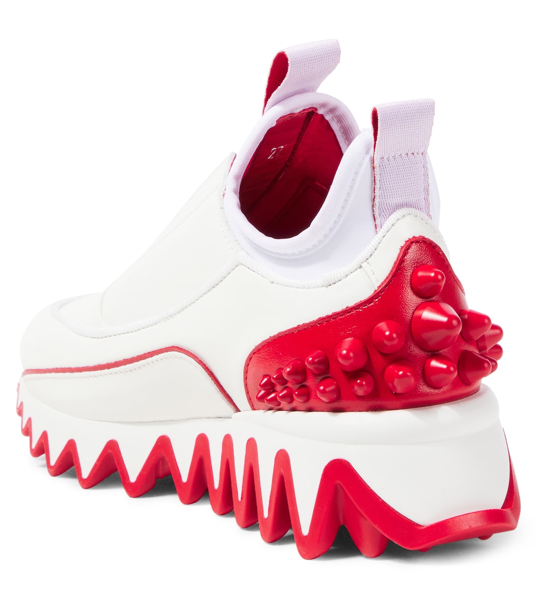 Мини-кроссовки Sharkyloub слипоны Christian Louboutin Kids, Bianco/Loubi — фото 2