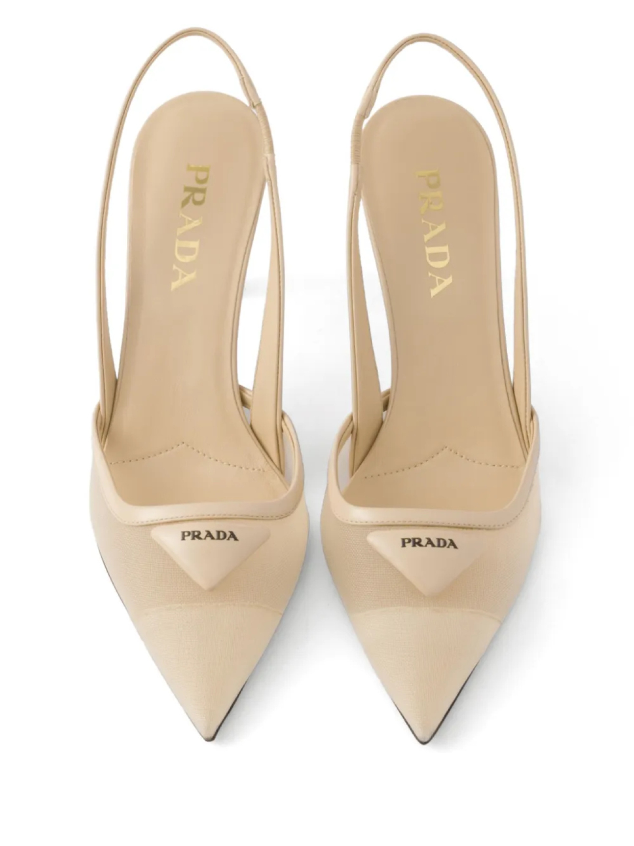 Сетчатые туфли с ремешком на пятке Prada, нейтральный — фото 4