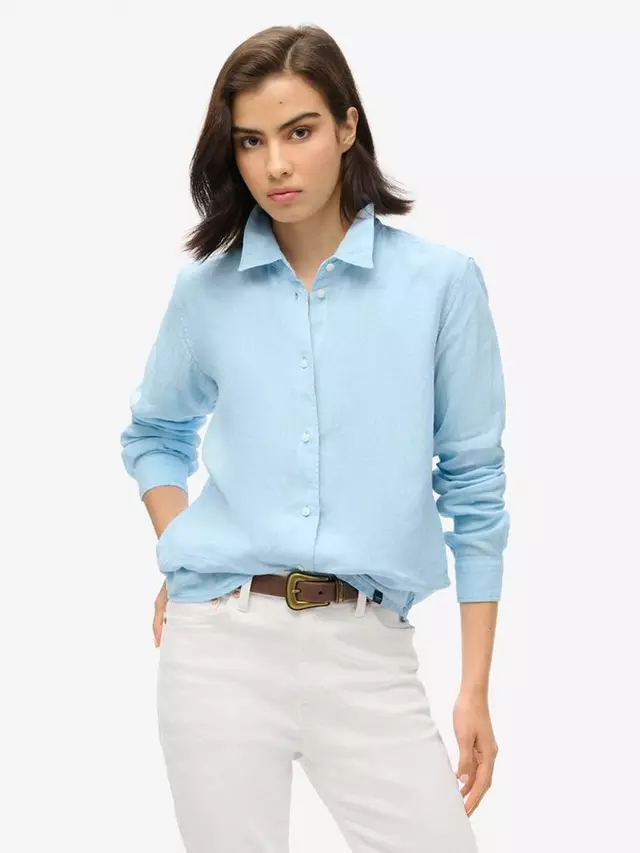 

Рубашка Superdry Casual Linen Boyfriend, цвет seafoam/blue