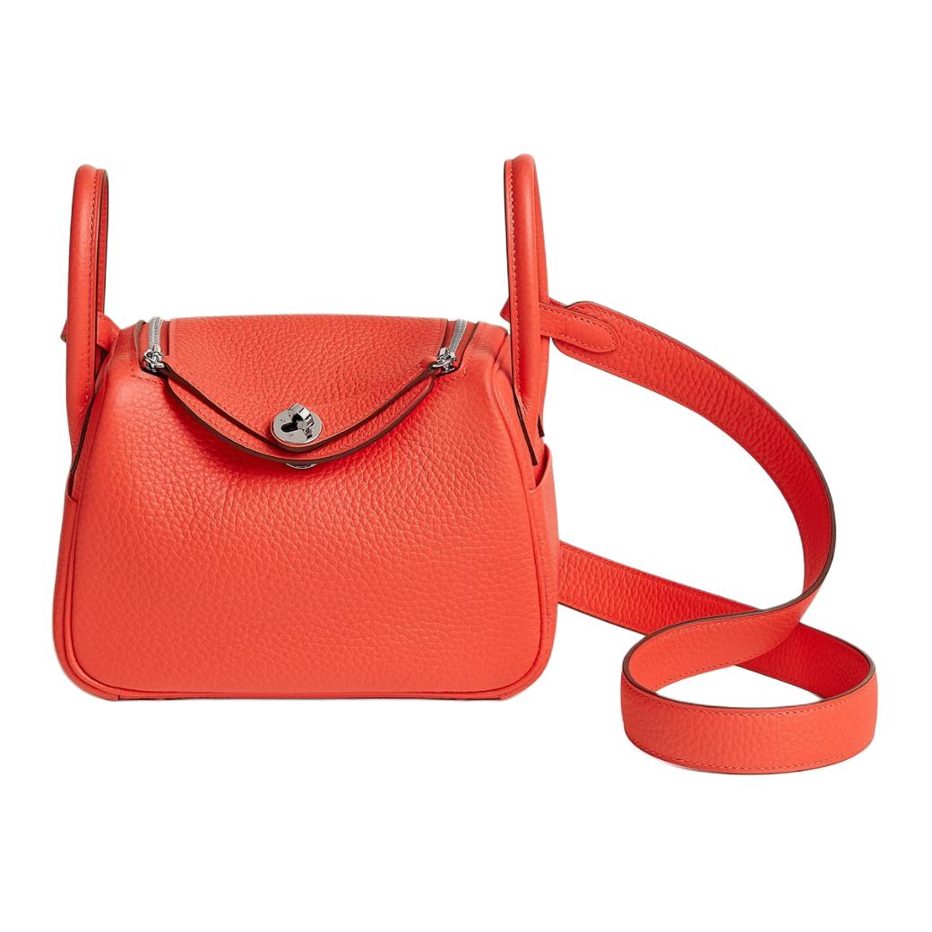 

Сумка Lindy Clemence Bullock Кожаная Мини Женская Оранжевая HERMES