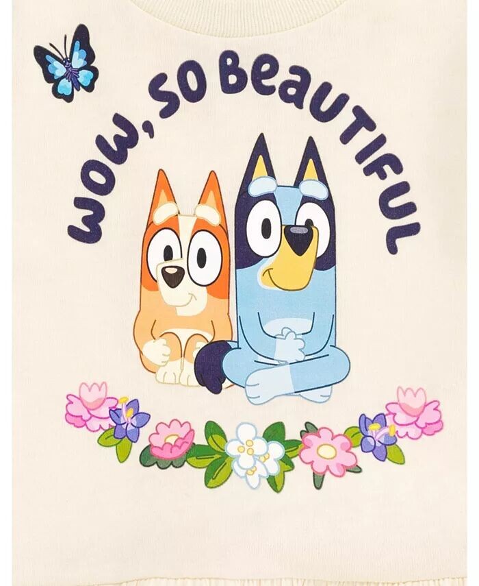 Комплект одежды из футболки и леггинсов для девочек (2T–10–12 лет) Bluey, белый — фото 4