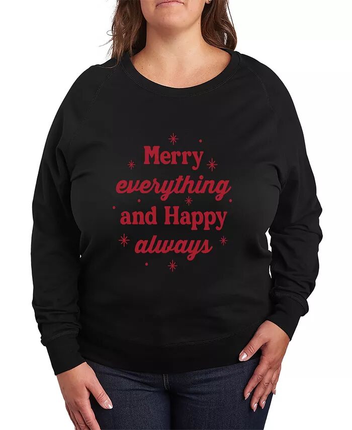 

Большой размер Трендовый Merry Everything Графический пуловер Топ Hybrid Apparel, черный