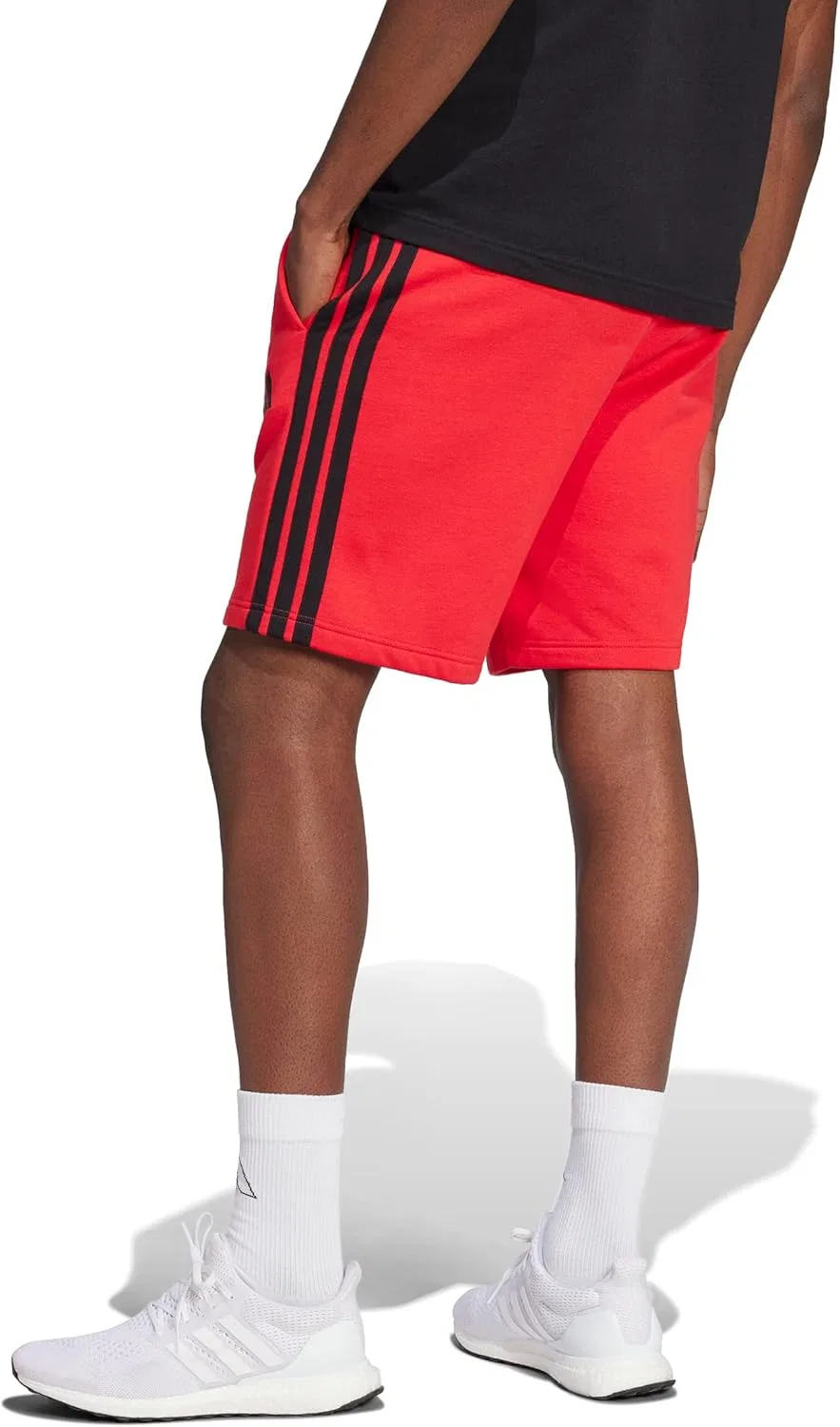 Шорты Essential 3-Stripes adidas, Pure Ruby/Black — фото 3