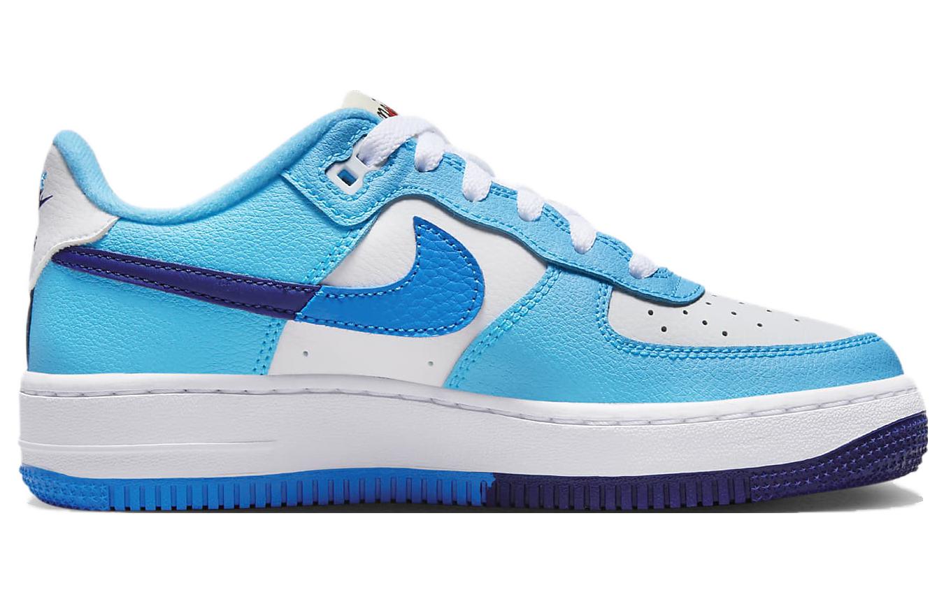 Nike Air Force 1 Low LV8 2 Light Photo Blue Deep Royal GS, белый/тёмный королевский синий/балтийский синий/светлый фото синий — фото 2