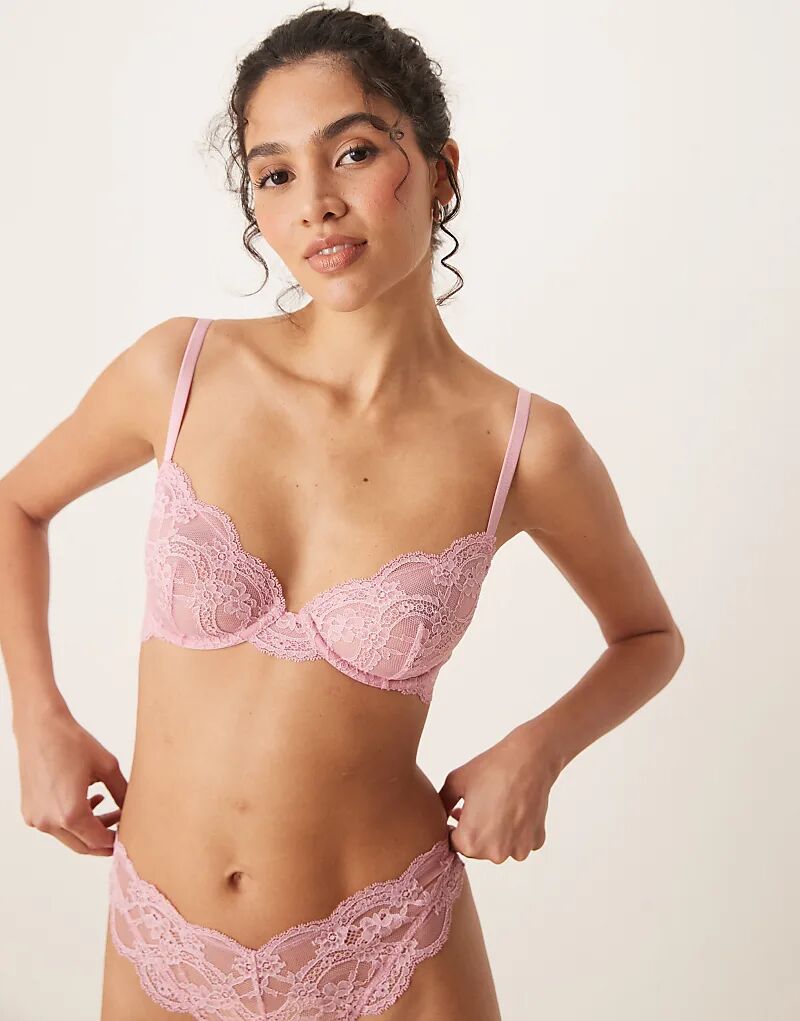

Кружевной бюстгальтер Lola на косточках ASOS DESIGN нежно-розового цвета