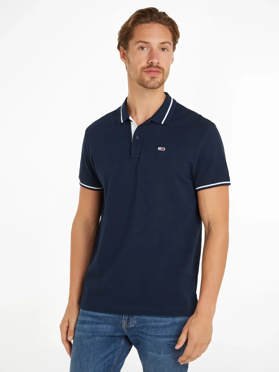 

Рубашка-поло Tommy Jeans "TJM REG TIPPING POLO" с вышивкой логотипа, синий