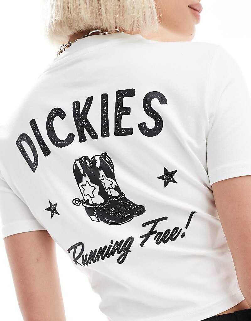 

Белая укороченная футболка Dickies «Петербург» с западным принтом, эксклюзивно для ASOS
