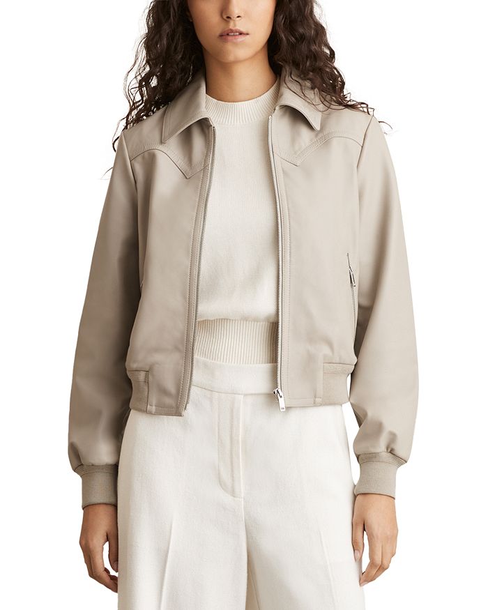 

Кожаная куртка-бомбер Jasmine REISS, серый