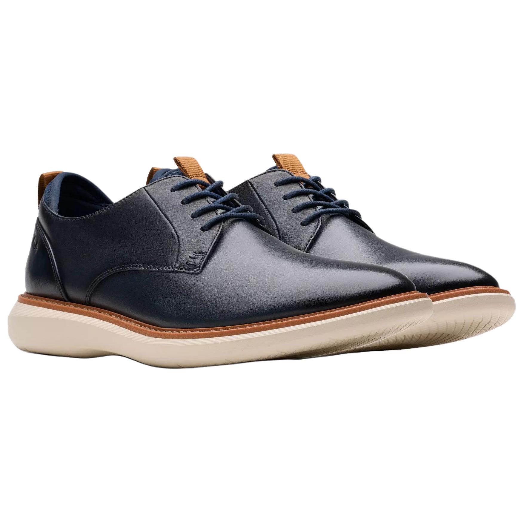 Clarks Brantin Plain Leather Casual Shoes мужские морской синий — фото 4